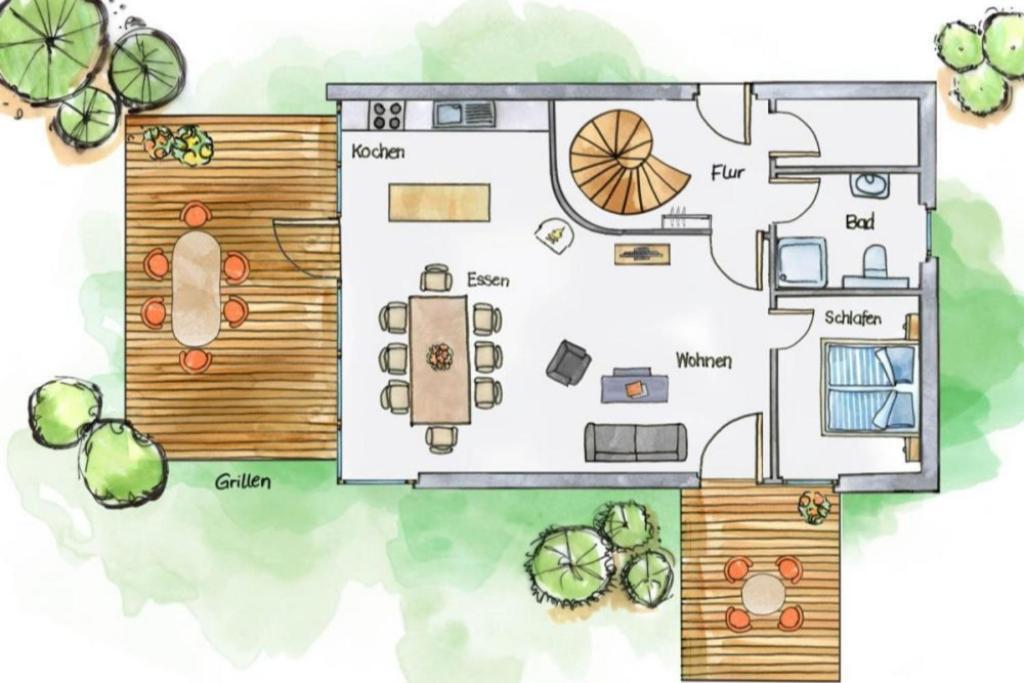 W7 - Sehr Schoenes Ferienhaus Mit Toller Lage Und Super Aussicht In Roebel An Der Mueritz Villa Екстериор снимка